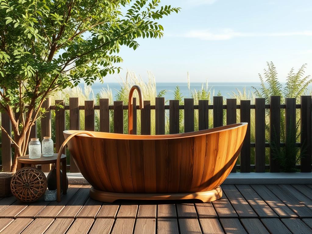 outdoor wooden bathфото