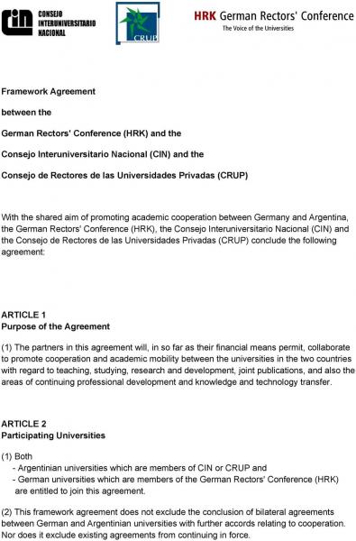 Nacional (CIN) и Consejo de Rectores de las Universidades Privadas (CRUP) заключают следующее соглашение: статья 1 цель соглашения (1) партнеры по настоящему соглашению будут, до сих пор